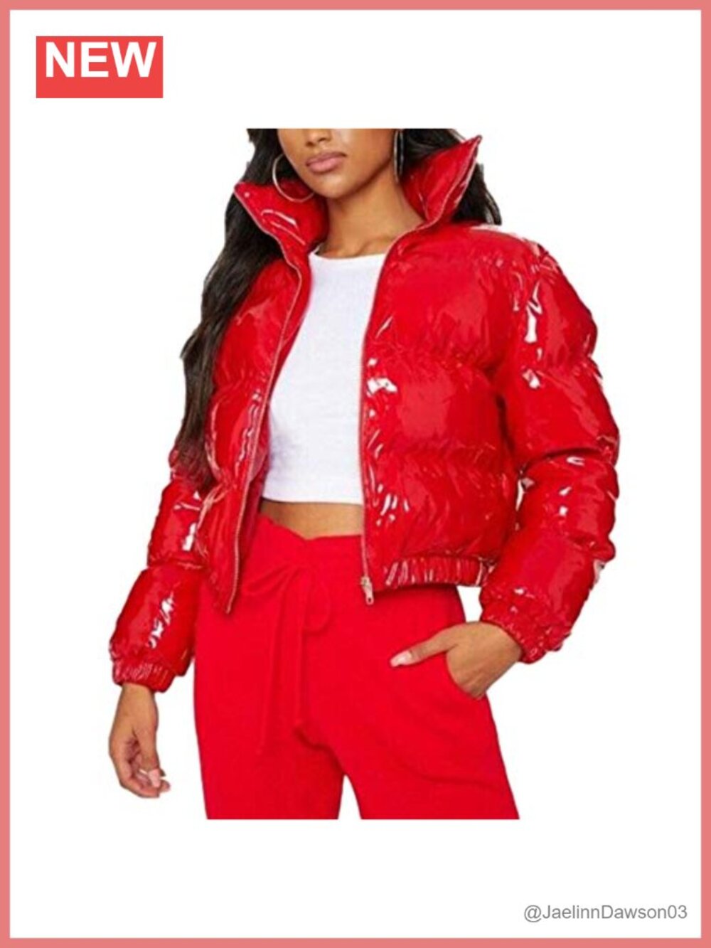 Women Winter Cropped Puffer Down Jacket Stand Collar Slim Fit Zip Coat